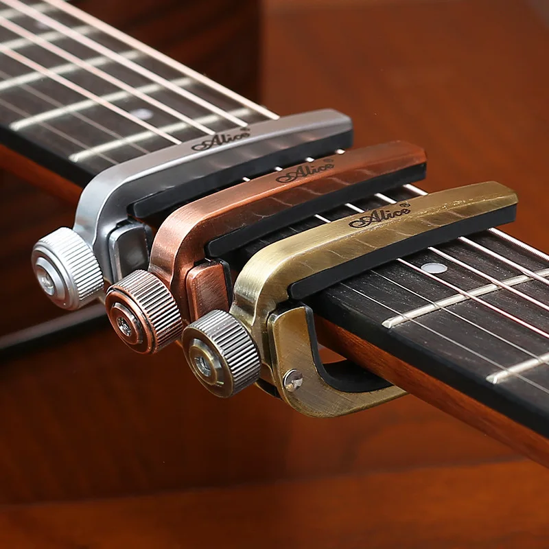 Single-Handed Tune Clamp para guitarra elétrica, Capo para guitarra acústica, baixo, violino, cavaquinho, gatilho-3 cores, Metal Capo