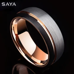 Men's tungsten Wedding rings 8mm hard alloy rose gold-plated party jewelry fashion, customized, free lettering