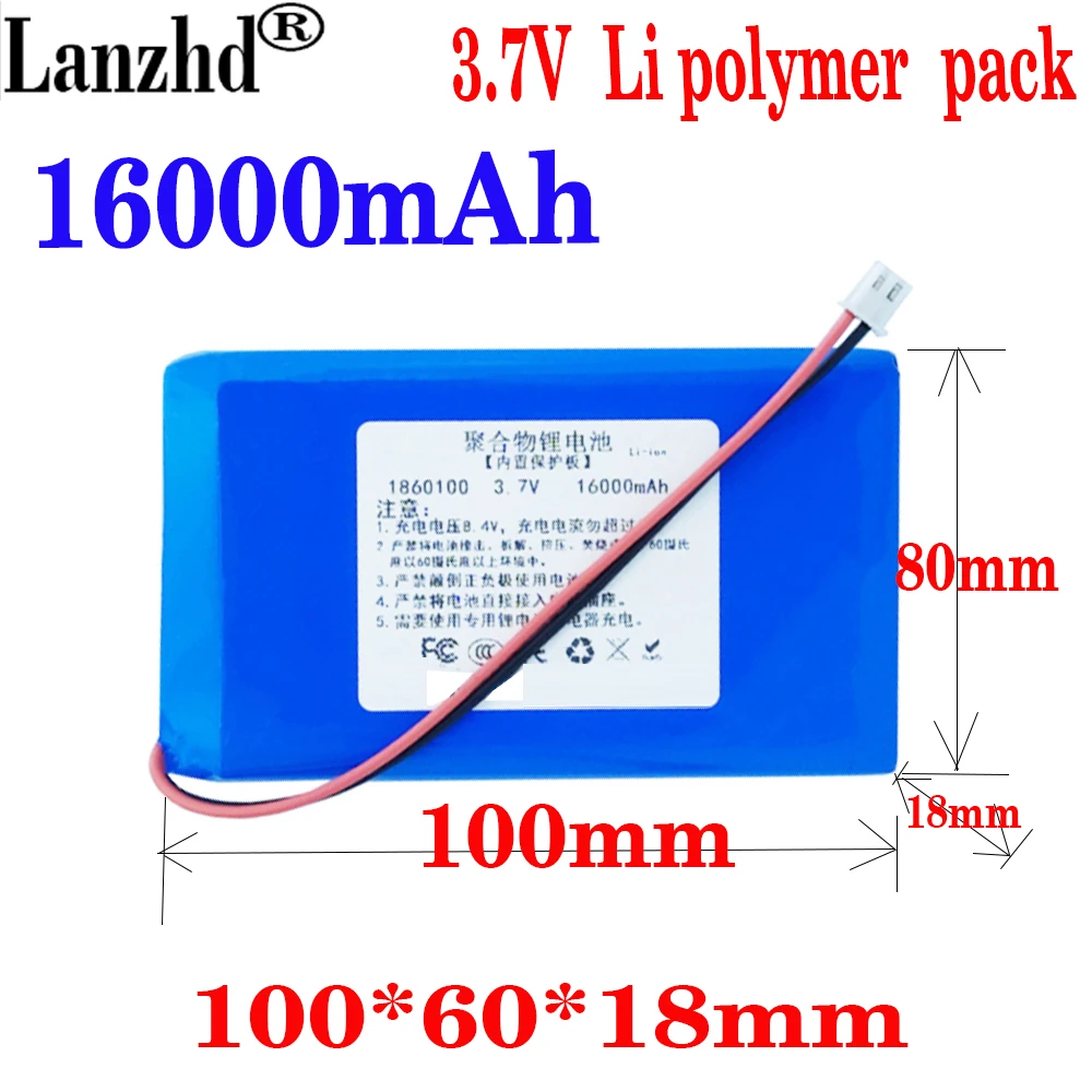 1-10pcs Li-ion battery 3.7V 16000mah polymer lithium ion battery lithium batteries For Mobile power supply Led light