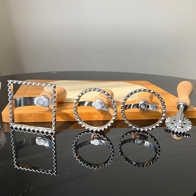 Cookie Cutter Ravioli Pasta Tools 304 Stainless Steel Cokies Mold Ravioli Maker Cutters Square Round Pizza Cutting Wheel Tools