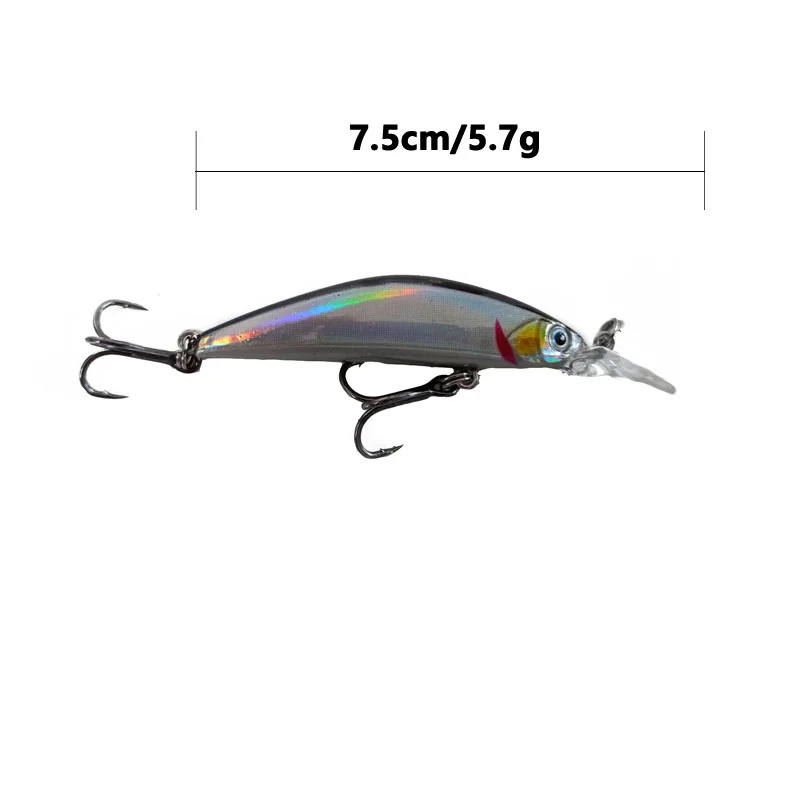 1PCS Minnow Sinking Lure 7.5cm 5.7g Artificial Bait Trout 5 Colors Fishing Bait Wobblers Hard Bait Crankbait Bass Fishing Tackle