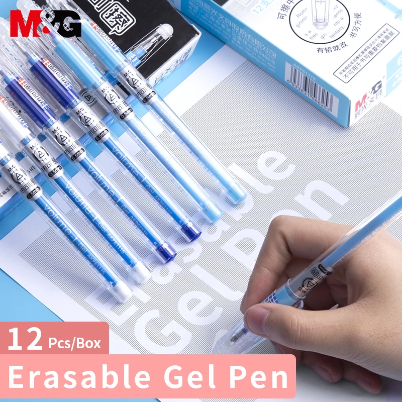 M&G 12pcs Erasable Gel Pen Refills Rod 0.5mm Washable Handle Magic Erasable Pen for School Pen Writing Tools Kawaii Stationery