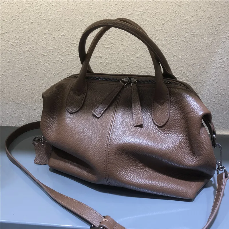 MESOUL Handbag Genuine Leather Shoulder Bags For Women 2022 Casual Totes Solid Large Daily Shoulder Crossbody Bag Female Mochila