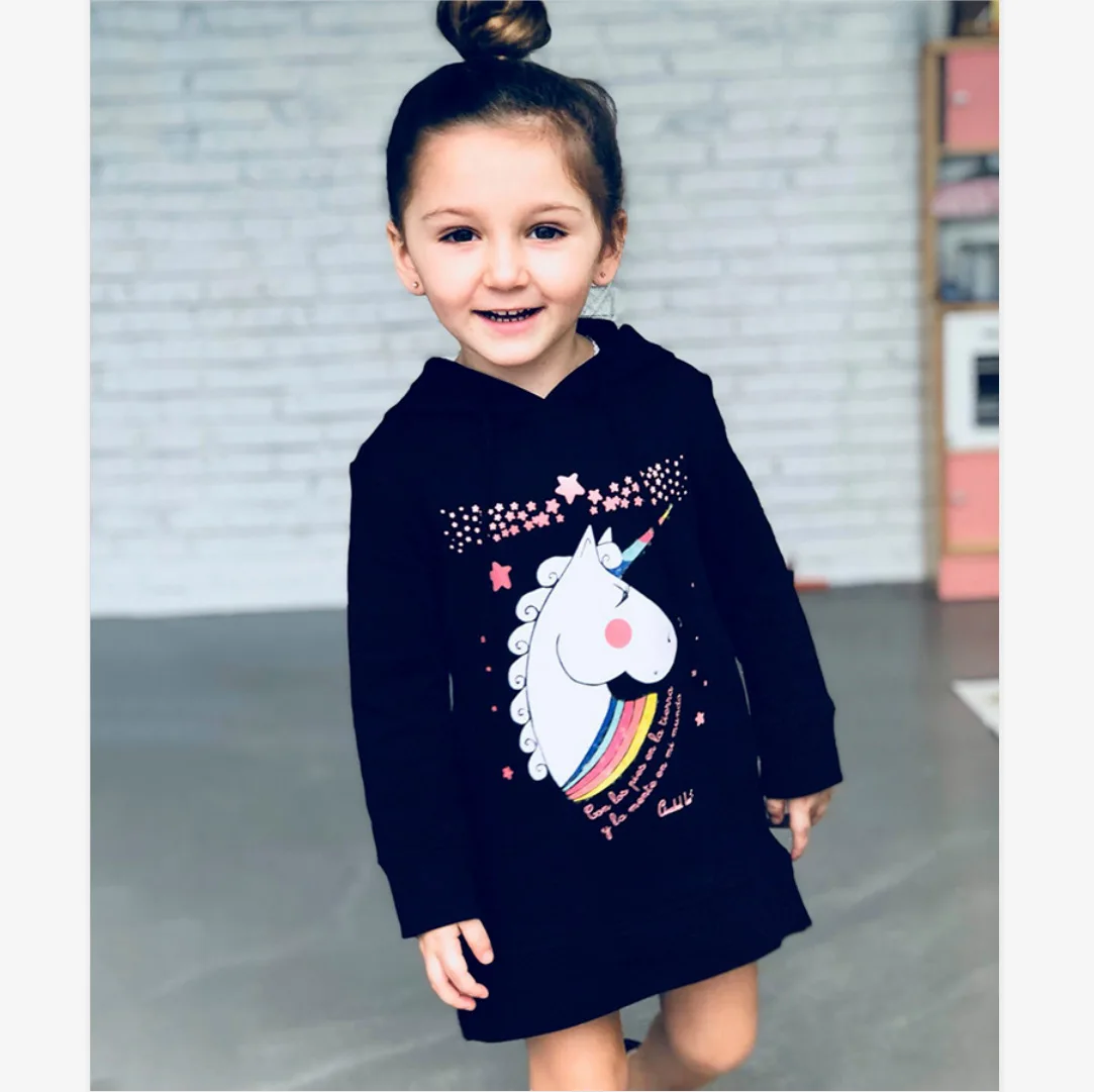 Autumn Mom and Daughter Sweatshirt Dress Unicorn Hooded Mother Daughter Dresses Family Matching Outfits Mommy and Me Clothes