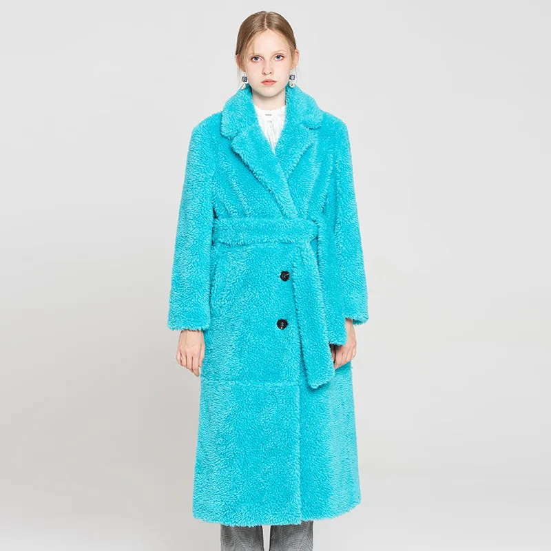 

Lamb fur coat female velvet long section Korean version imitation fur coat female one thicker woolen coat winter warm coats F338