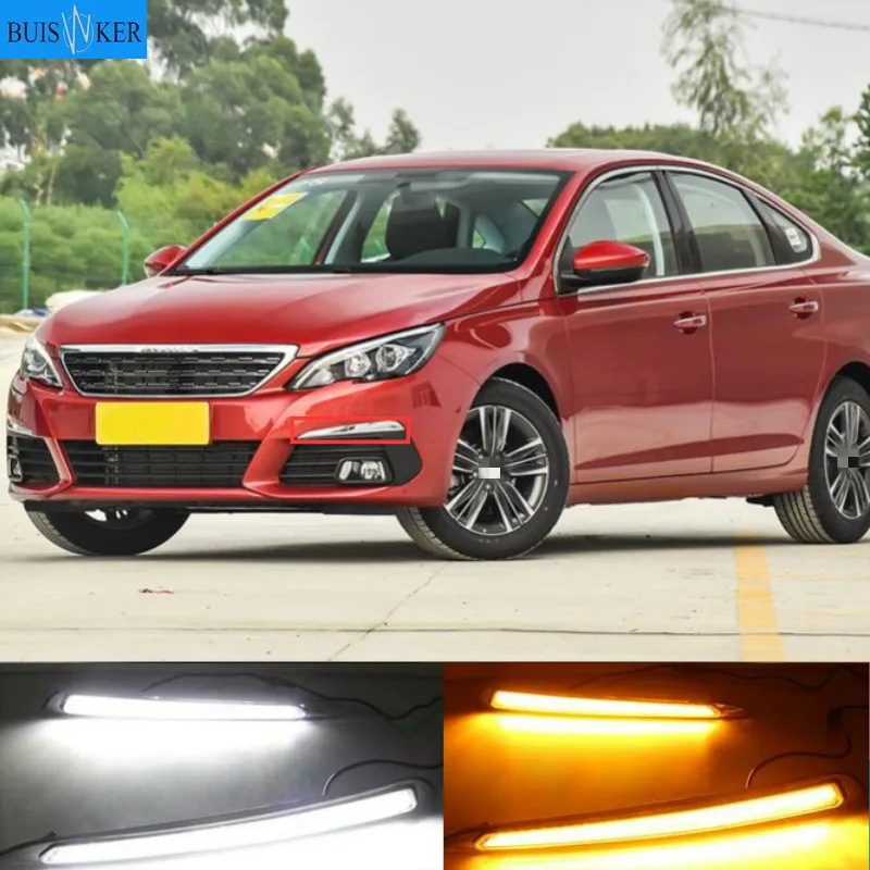 

2Pcs Daylight For Peugeot 308 2016 2017 DRL Daytime Running Lights fog lamp cover headlight 12V Daylight