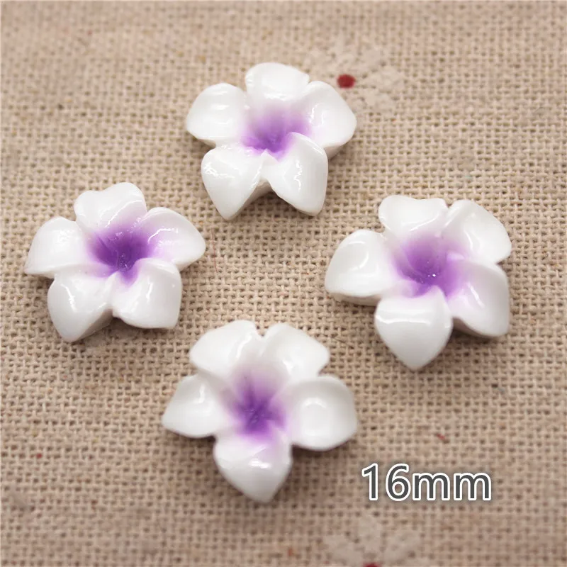 Plumeria Rubra 꽃 수지 플랫백 카보숑, DIY 쥬얼리 전화 장식, 혼합 색상, 16mm, 20 개