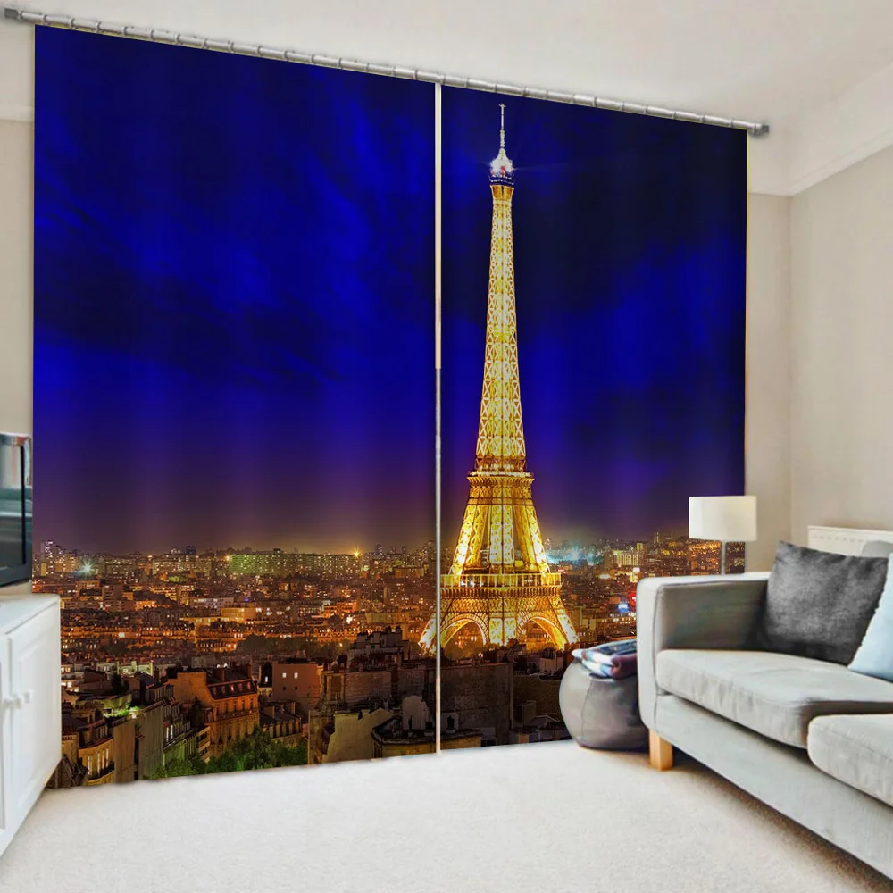 

photo Blackout Window Drapes Luxury 3D Curtains blue blackout tower curtains windproof thickening blackout fabric