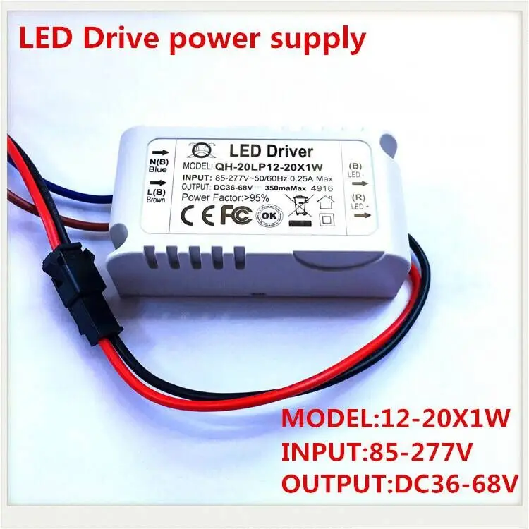 

LED Driver LED power supply 12-20w 12W 15W 18W 20W 300ma 36-68v output led bulb light downlight lamp spotlight driver