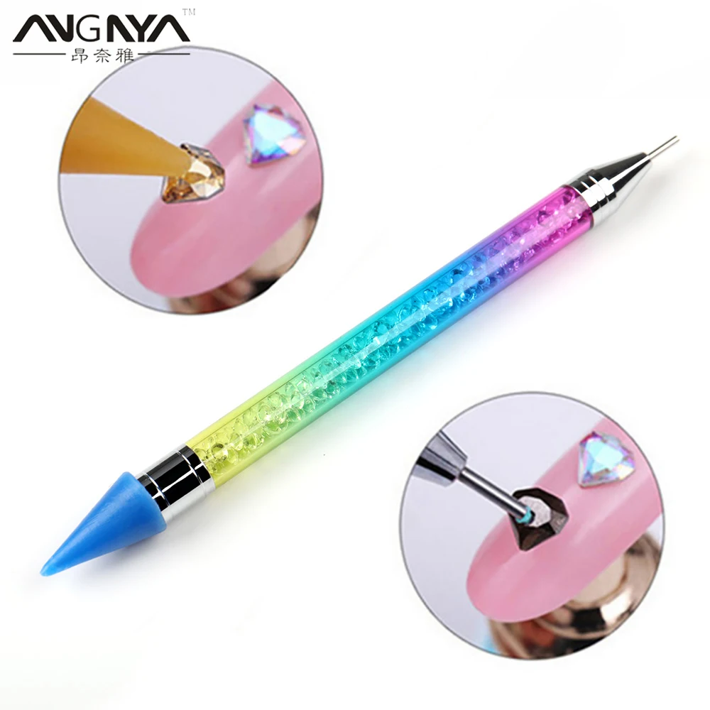 ANGNYA New Dual Heads Acrylic Metal Dotting Wax Pen Gradient Rhinestones Gem Picker Crystal Picking Nail Art Studs Dotter Tools