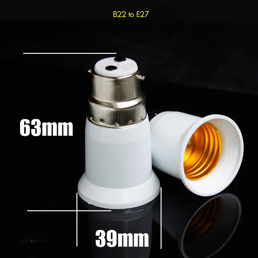 Adapter gniazda światła B22 na E27 Podstawa konwertera Aluminiowy uchwyt żarówki Adapter konwertera do żarówki LED, obudowa PC