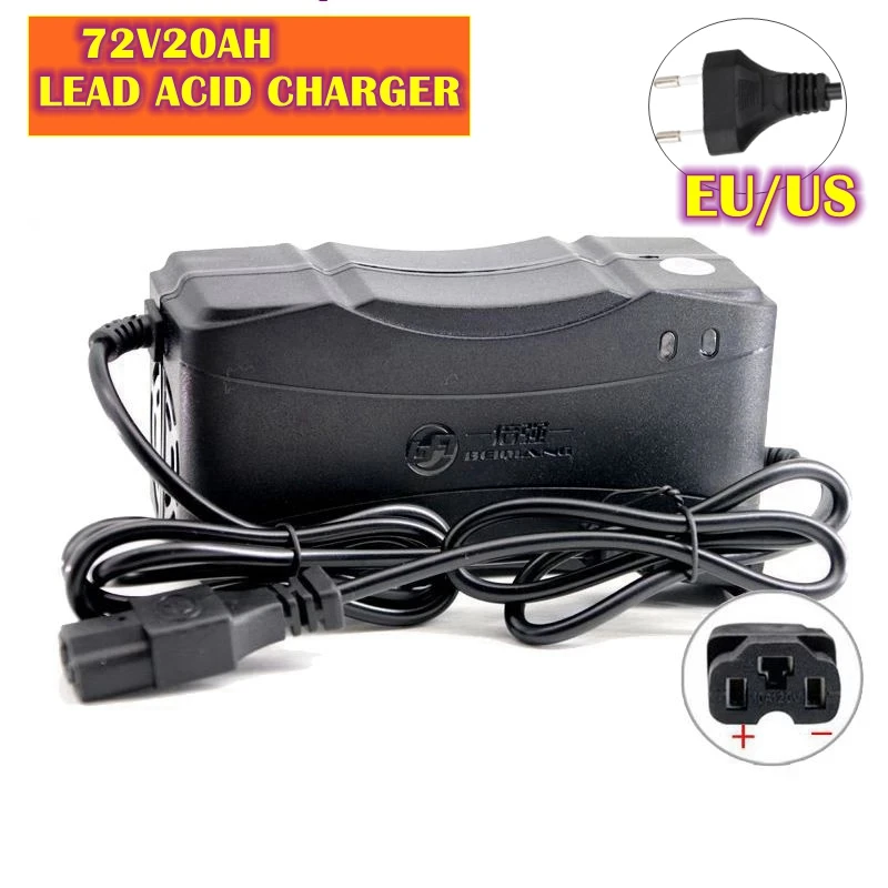 

72V 2.8A Smart Lead Acid Battery Charger Intelligent Pulse Charge For Electric Car 12AH 14AH 20AH 30AH T Connector AC 220V