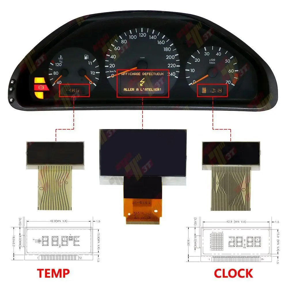 Dashboard Display For Mercedes-Benz E/CLK-class W210 W202 1998-2002 Left LCD Instrument cluster