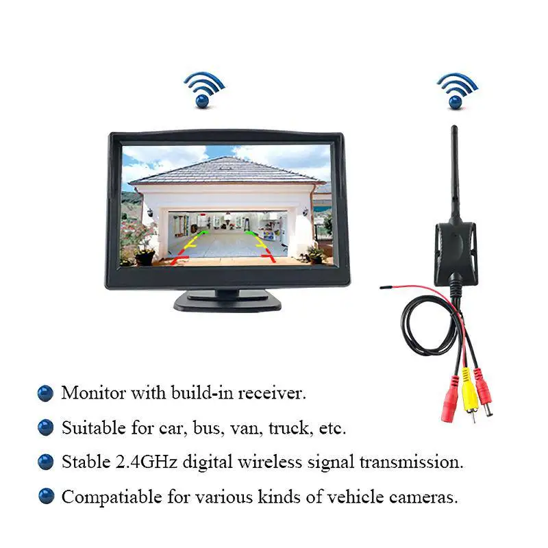 Car Rear View Camera 170 Degree IR HD Night Vision Image 5'' TFT LCD Display For Car Bus Car Monitor Reversing Camera