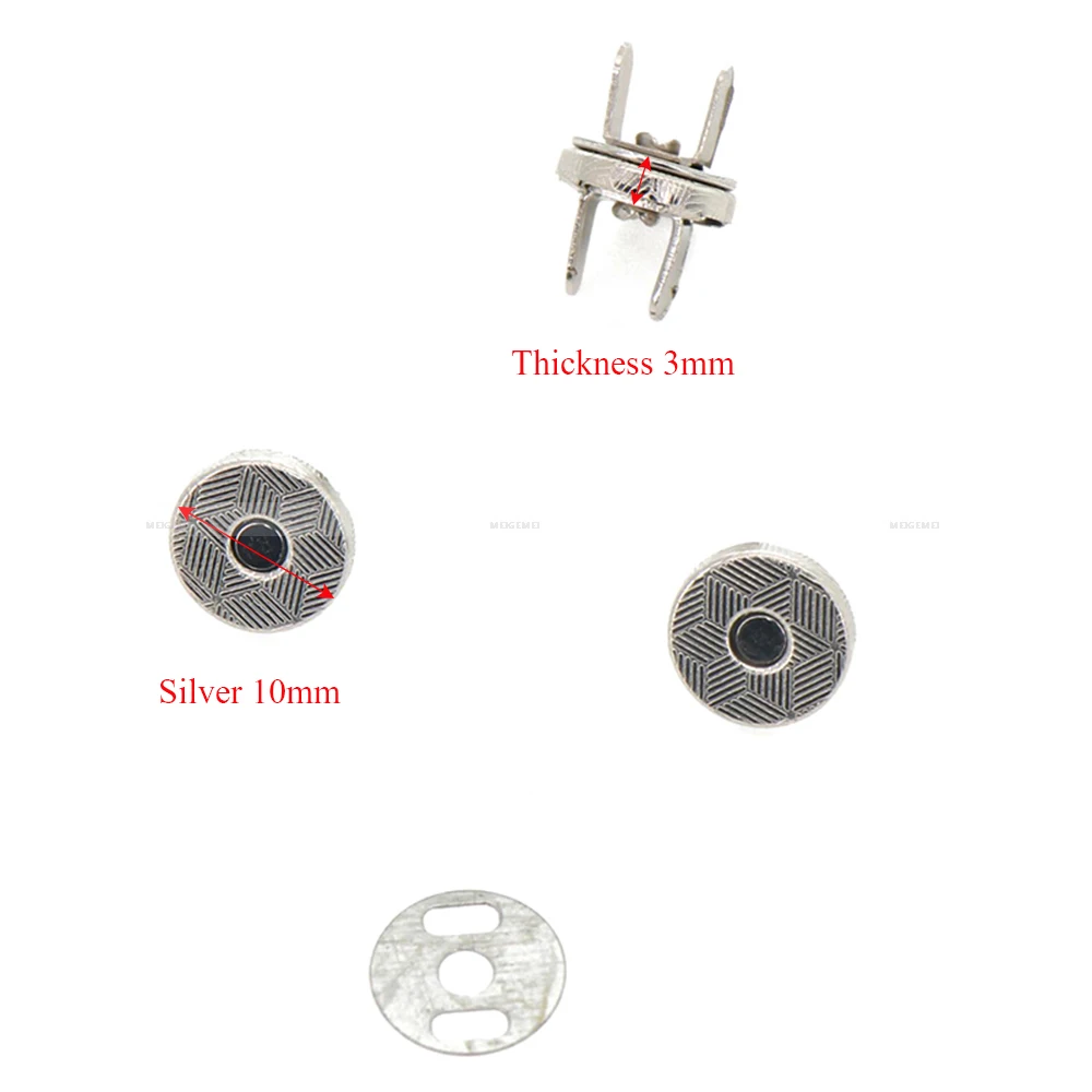 6 Sets 10mm 14mm 18mm Thin Magnetic Buttons Bags Magnet Automatic Adsorption Buckle Metal Buttons Snaps Wallet buttons