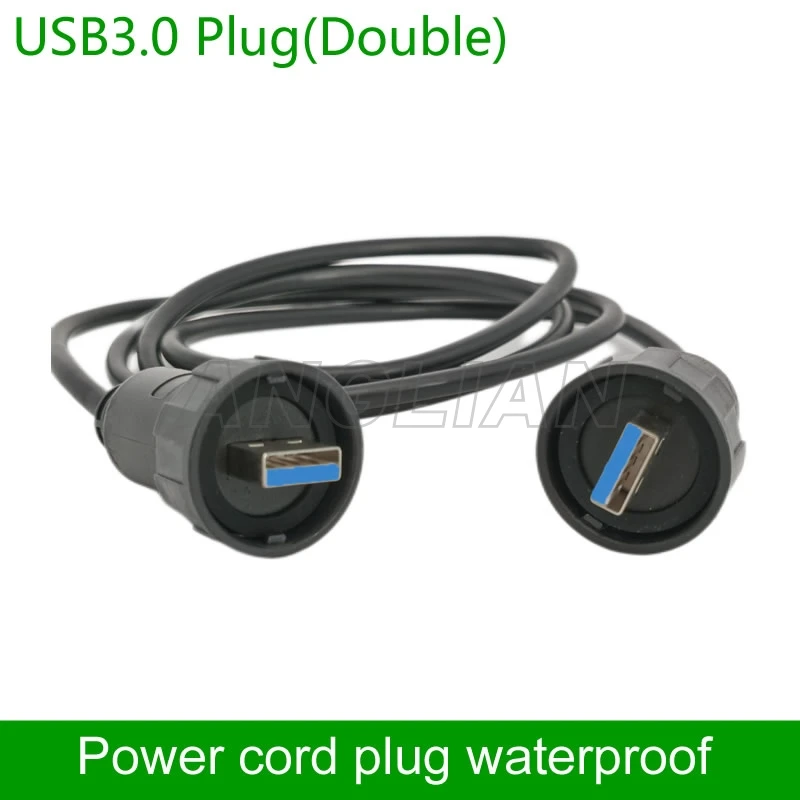 USB Waterproof Connector IP67 Cable 1m Power cord plug USB2.0 USB3.0 male to male Extension cord cables double rubber 1 unit