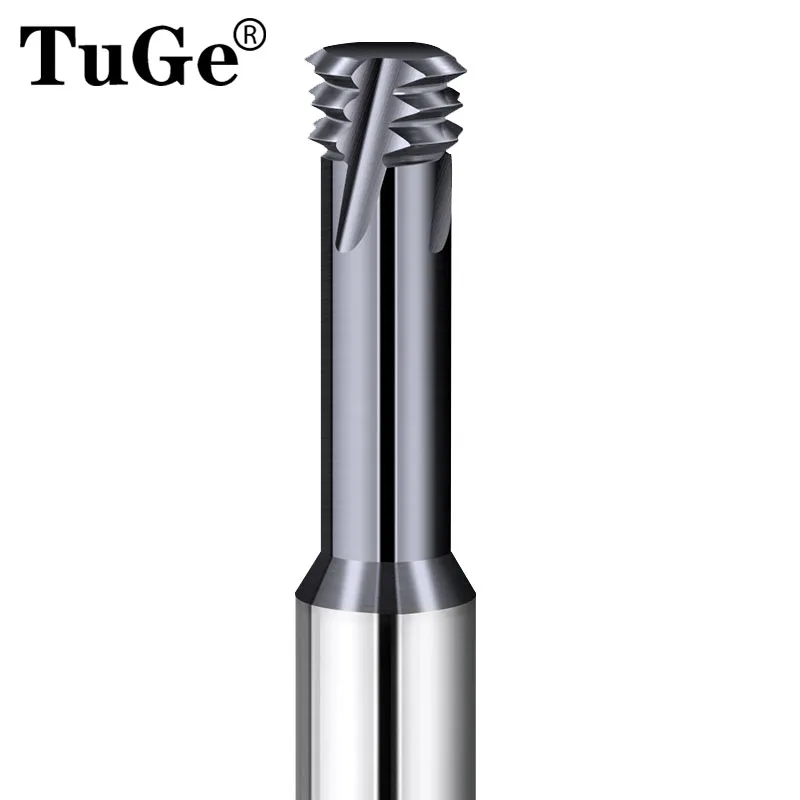 TuGe HRC60 black coating 3 Flute Carbide Tungsten Steel thread Milling Cutter for matal steel M1 M1.4 M2 M6 M8 M10 M12 M14 M16