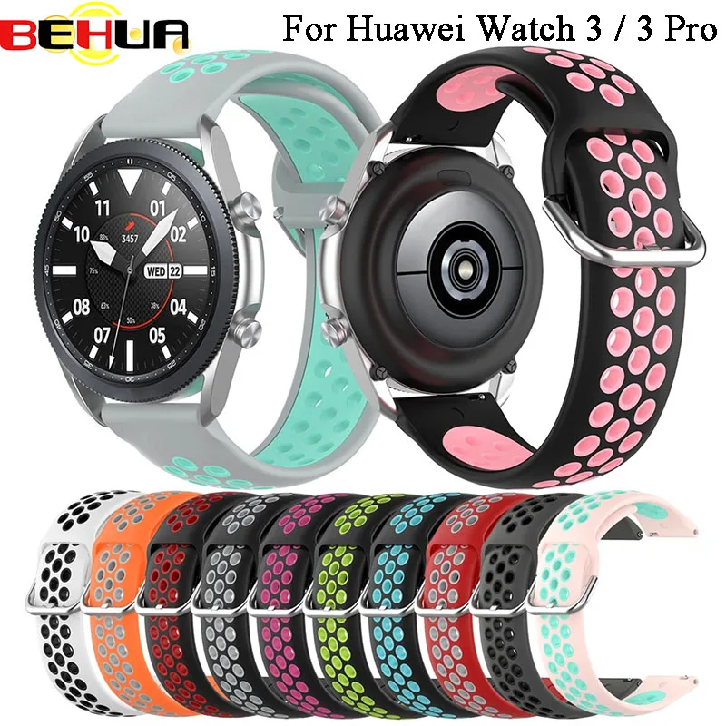 BEHUA 22MM Dây Dây Đeo Cho Realme Dây S 2 Đồng Hồ Thông Minh SmartWatch Silicone Cho Đồng Hồ Huawei Watch 3 3 Pro Vòng Tay phụ Kiện Dây