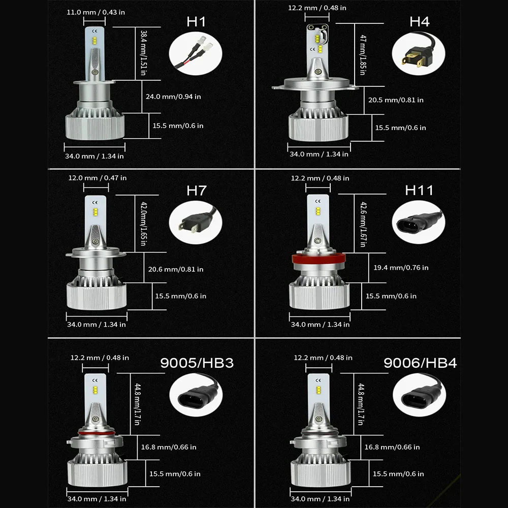 H1 Led Headlight Bulb 2 pcs H4 H11 H1 HB3 HB4 H7 Led Canbus 6000K 20000LM 12V Turbo 360 ROTATABLE Mini 9005 9006 9004 9007 9008