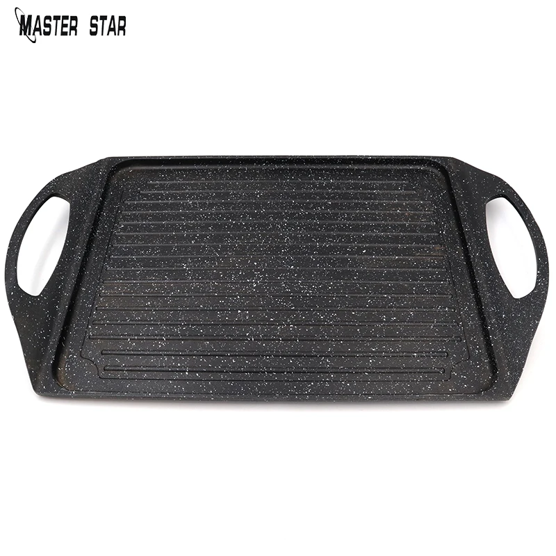 Master Star-Flat Fry Pan, Granite Coating, Non-Stick Grill, Cooking Board, Cast Aluminum Alloy, BBQ Tools, Camping Cookware