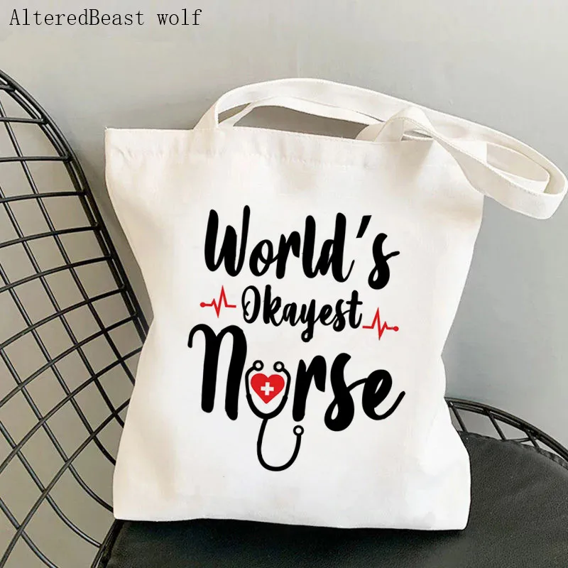 Women Shopper bag Wonder Nurse Printed Kawaii Bag Harajuku Shopping Canvas Shopper Bag girl handbag Tote Shoulder Lady Bag