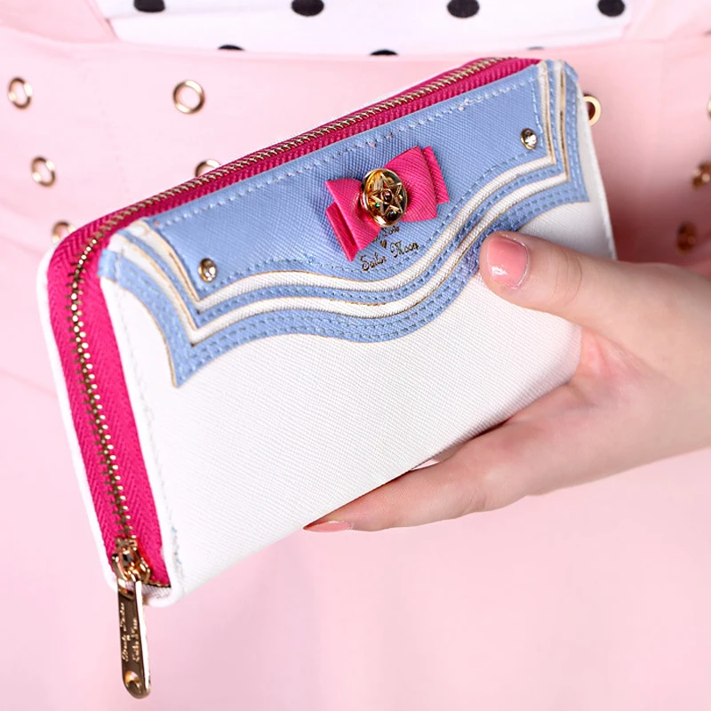 Kawaii Sailor Moon Designer Leather Long Wallet Women Japanese Fashion Brand Lady Zipper Purse Lovely Handbag Clutch Female D280