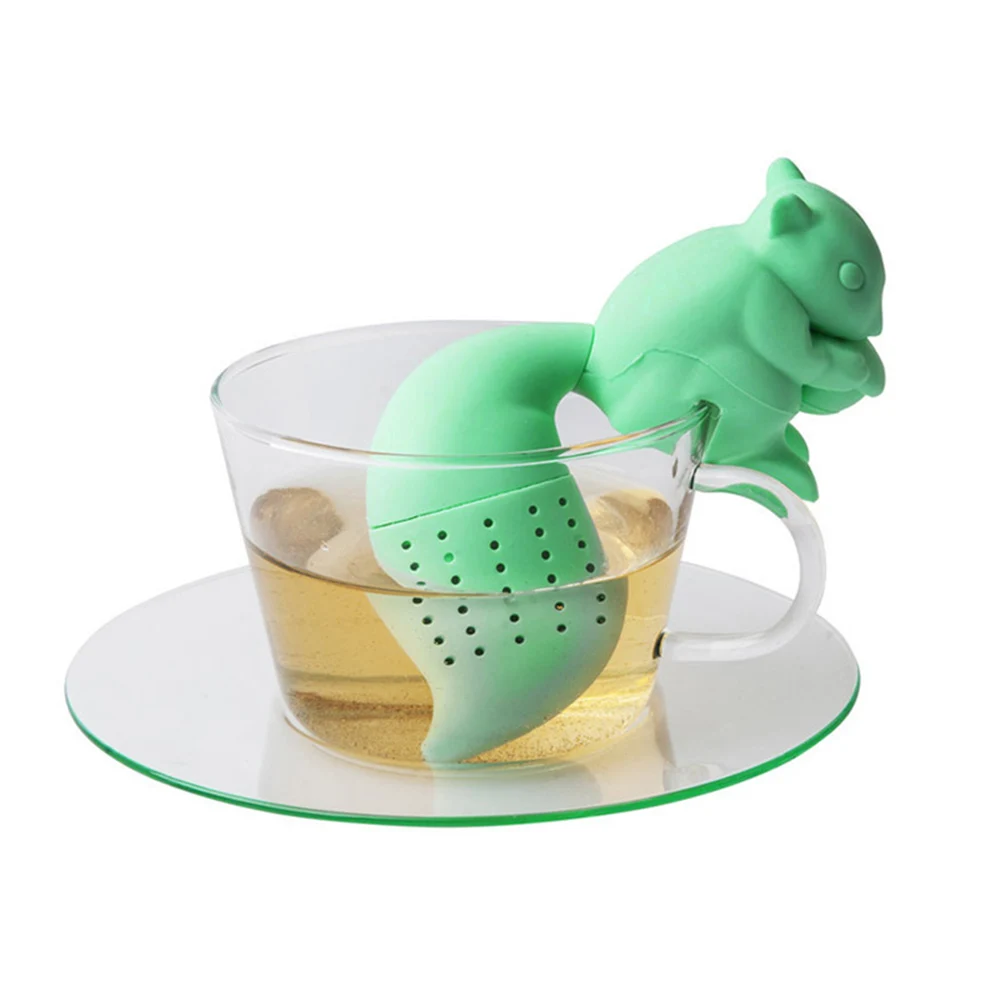 Tea Infuser Silicone Cute Squirrel Shape Tea Coffee Loose Leaf Strainer Bag Mug Filter Teapot Teabags Drinkware