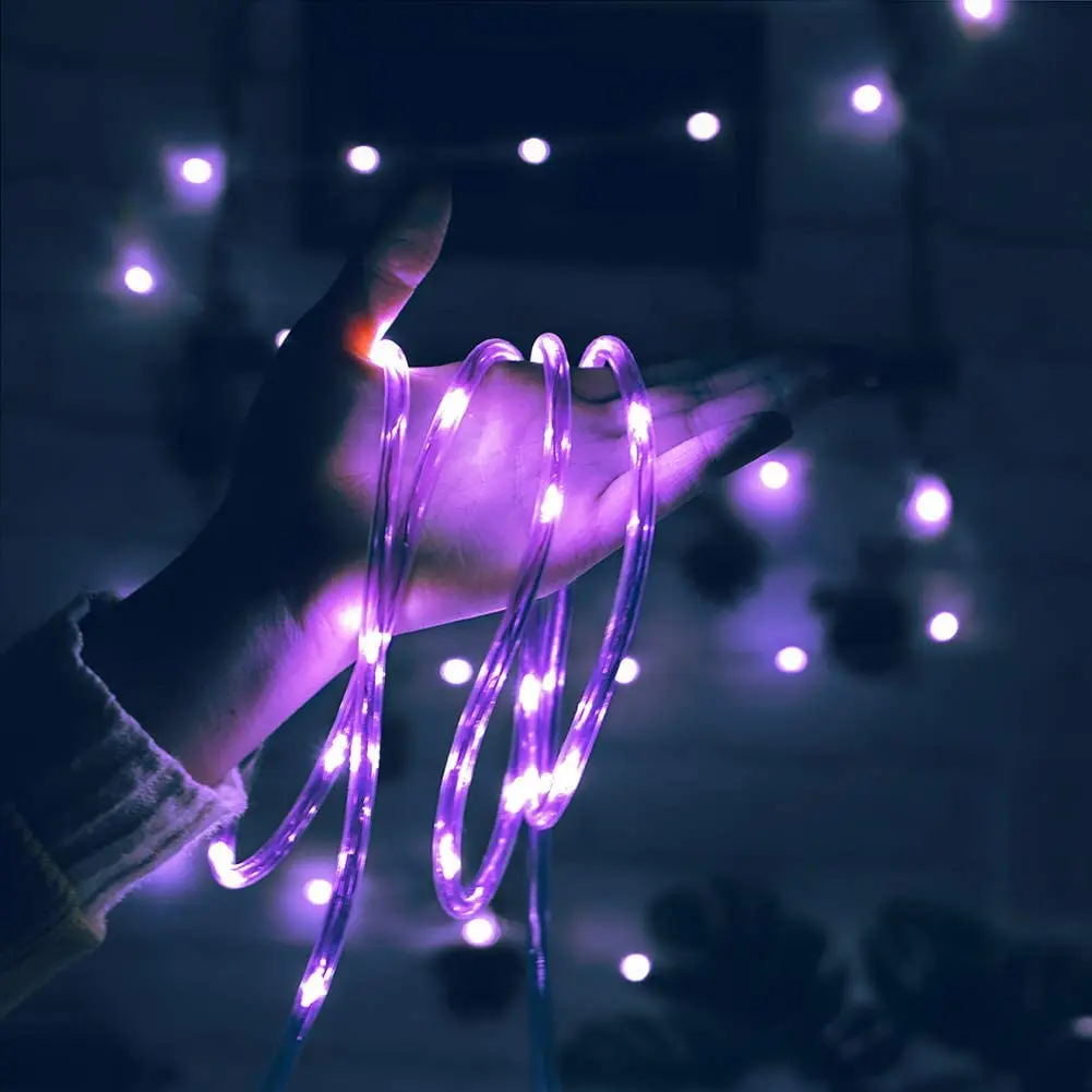 Kerstmis Nieuwjaar Garland Street Garland Winter Solar Led Tube Rope String Light Outdoor 7/12/22M