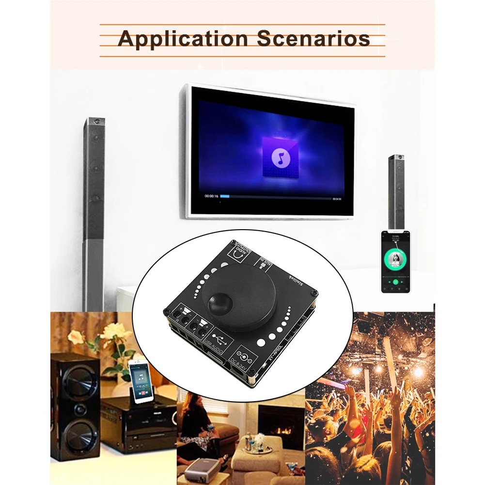 2X50W Kỹ Thuật Số Mini Khuếch Đại Âm Thanh Ban Kênh Đôi Loa HIFI AUX Power Amp Mô Đun Nguồn Bluetooth-tương Thích 5.0