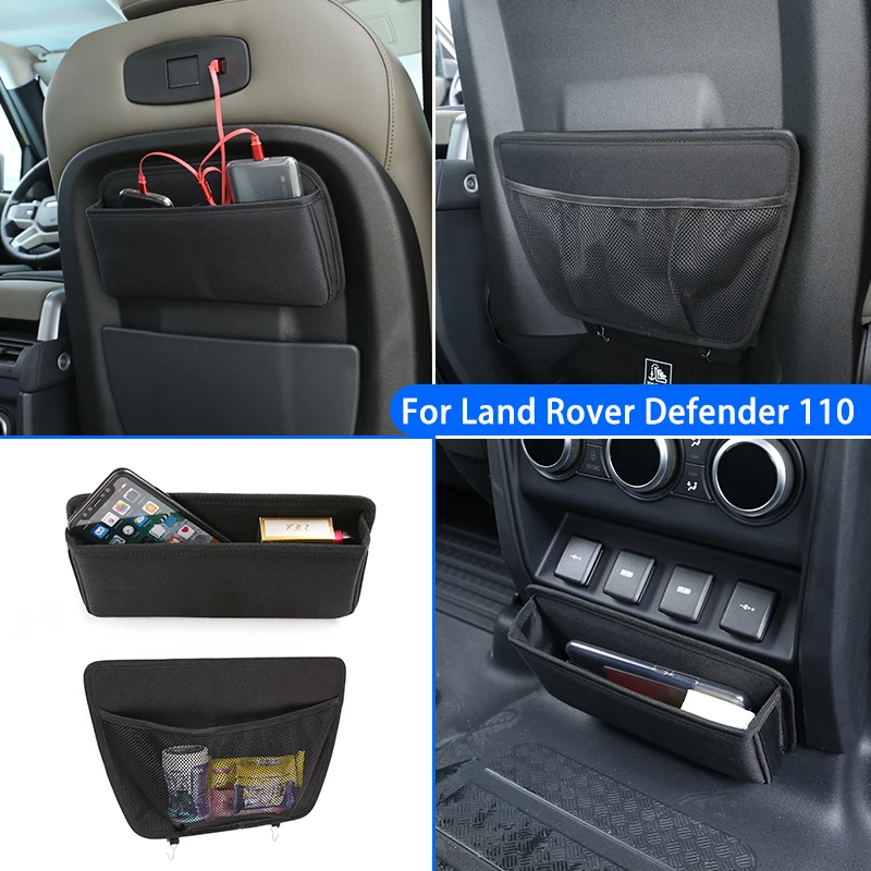 

Car Front Seat Back Storage Box Net Pocket,Black Oxford Cloth,For Land Rover Defender 110 2020,Rear Row Multi-purpose Pocket Bag