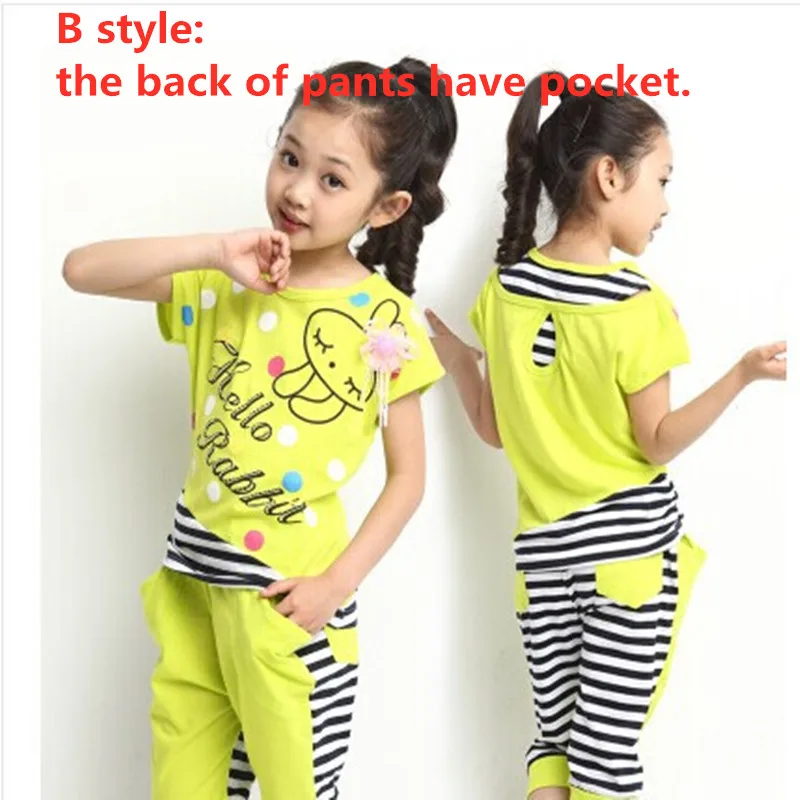 5-14T ragazza estate 2023 nuovi vestiti per bambini Set cotone cartone animato lettera ragazze vestiti Casual vestito a maniche corte