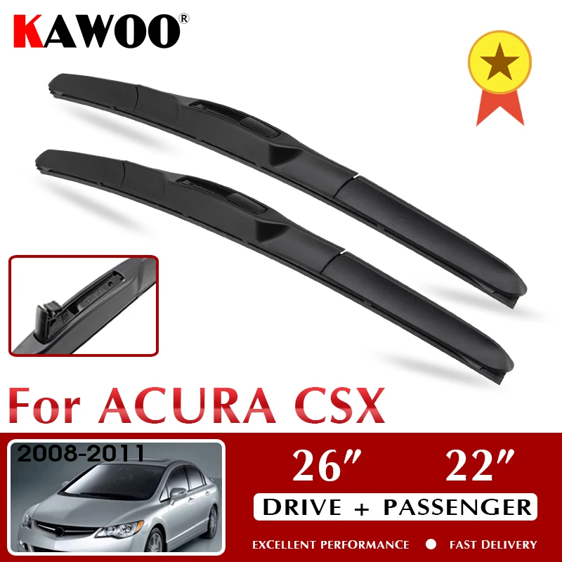 

KAWOO Car Wiper Blade Windshield Blades for Acura CSX 26"+22" Year Form 2008 To 2011 Auto Accessories Fit U Hook Arm LHD/RHD