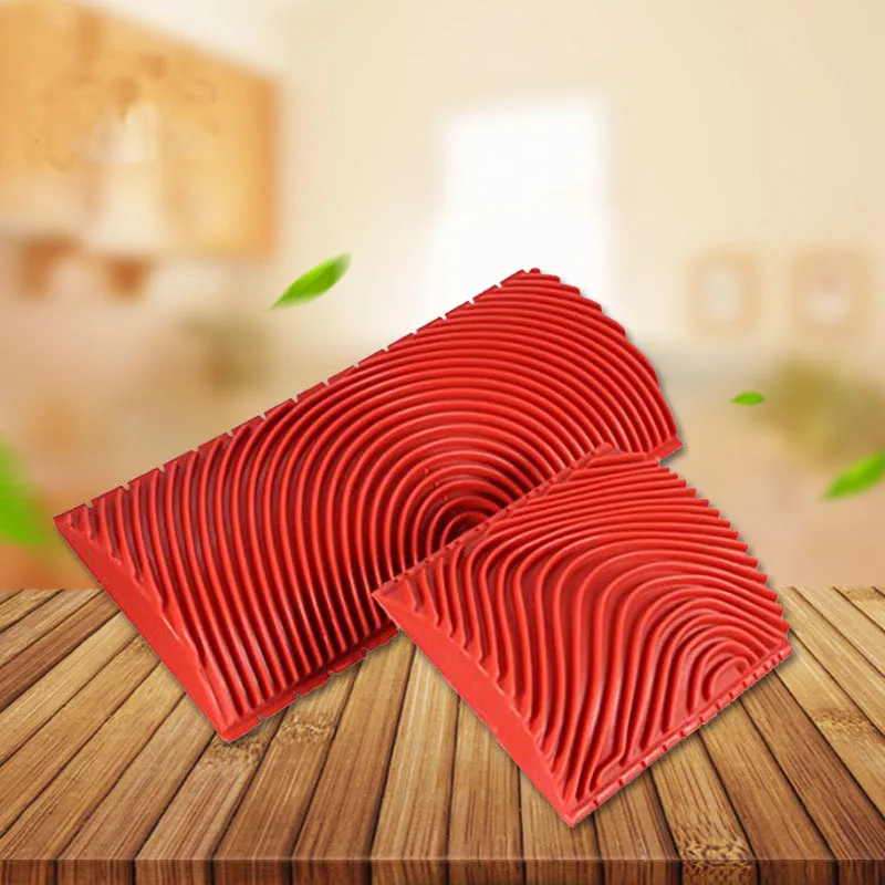 2pcs Red Rubber Wood Grain Paint Roller Brush Wood Grain Pattern Home DIY Wall Texture Art Graining Painting Tool