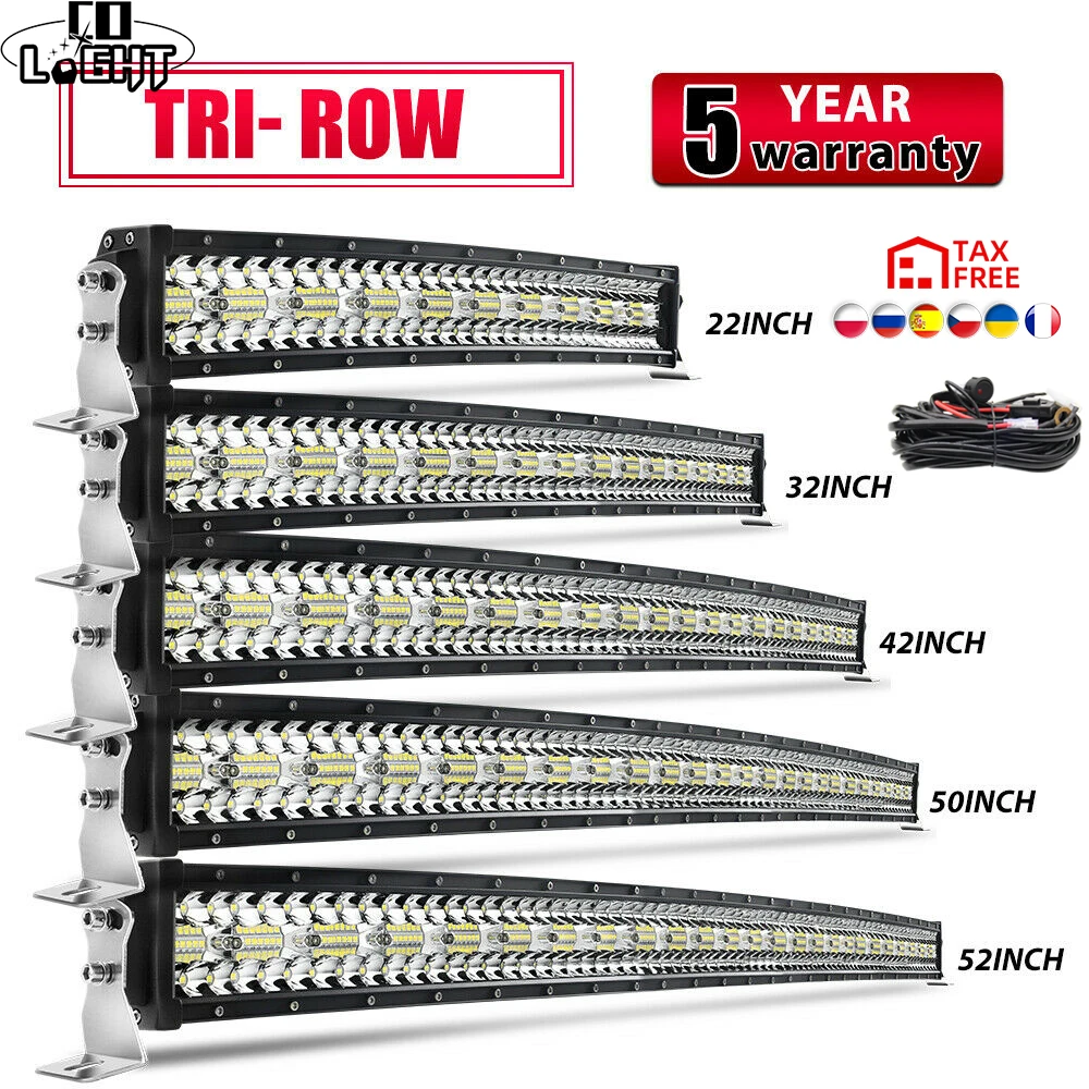 CO LIGHT LED Bar Curved 390W 585W 780W 936W 975W 3-Rows LED Light Bar for Driving Offroad Boat Tractor Truck 4x4 SUV ATV 12V 24V