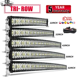 Barra de luz LED CO curvada 390W 585W 780W 936W 975W barra de luz LED de 3 filas para conducir todoterreno barco Tractor camión 4x4 SUV ATV 12V 24V