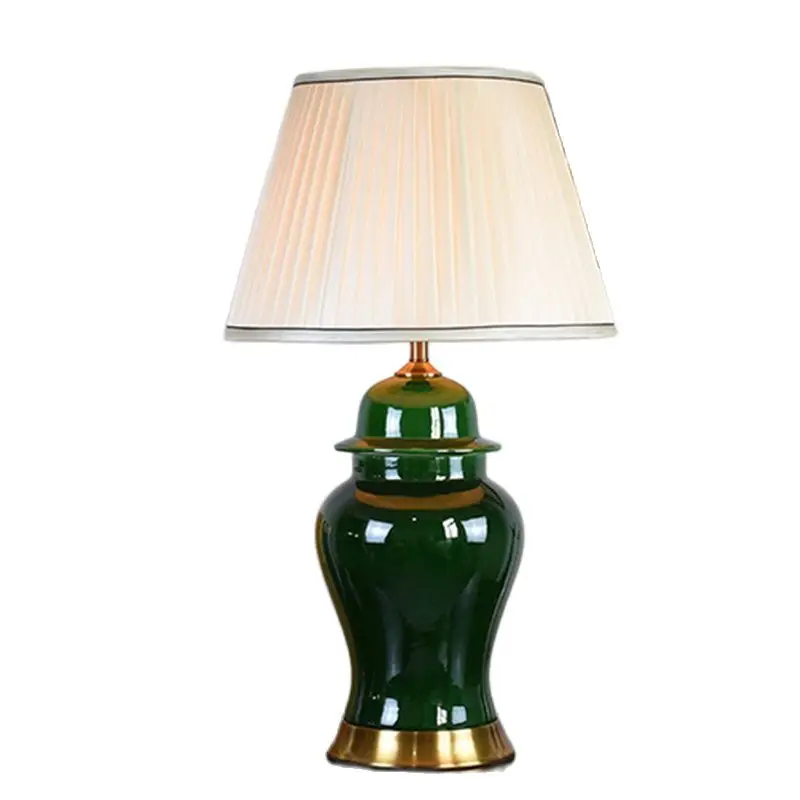 

American Deep Green General Ceramic Table Lamp Bedroom Bedside Living Room Foyer Study Desk Reading Night Light TD034