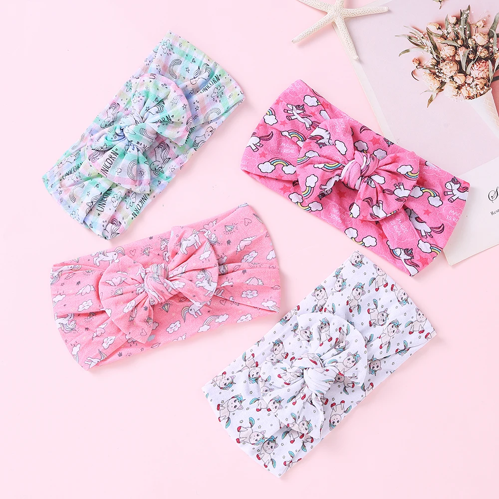 

24pc/lot Newborn Cartoon Print Nylon Headbands,Floral Print Hair Bows Nylon Headband,Children Girls Christmas Gifts Headwear