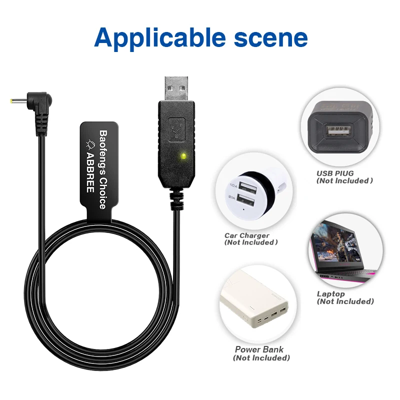 USB Charger Cable For BaoFeng Walkie Talkie UV-5R UV-82 3800mAh UV-S9 Plus BF-B3 Plus AR-152  Walkie Talkie Ham Two Way Radio