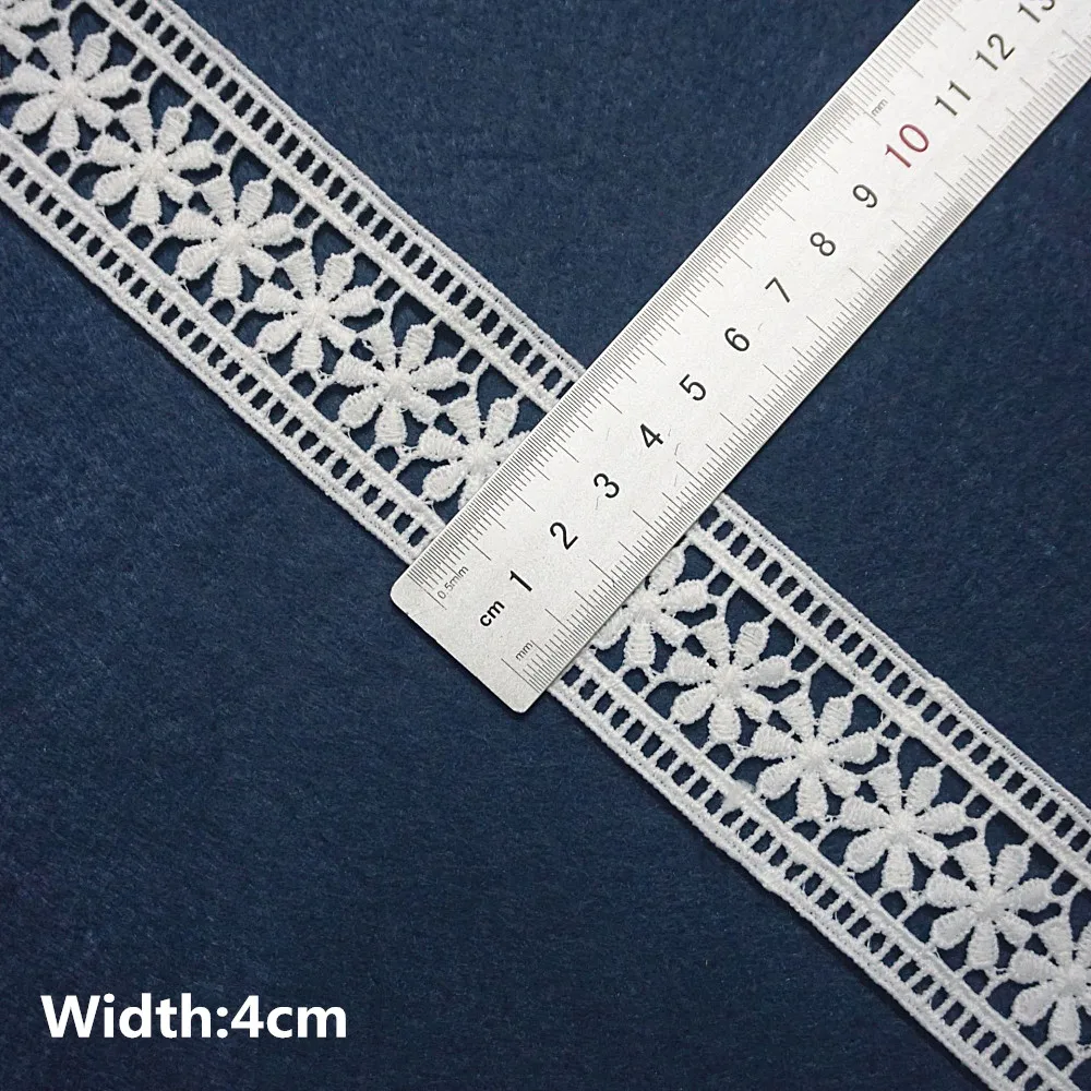 5yards White Cotton Embroidered Lace Trim Ribbons Fabric DIY Handmade Craft Materials Sewing Clothes Apparel Accessories