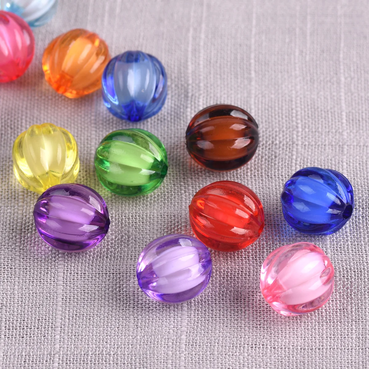 50pcs Round Pumpkin Colorful Acrylic Plastic Loose Beads Wholesale lot Crafts Findings for DIY Jewelry Making