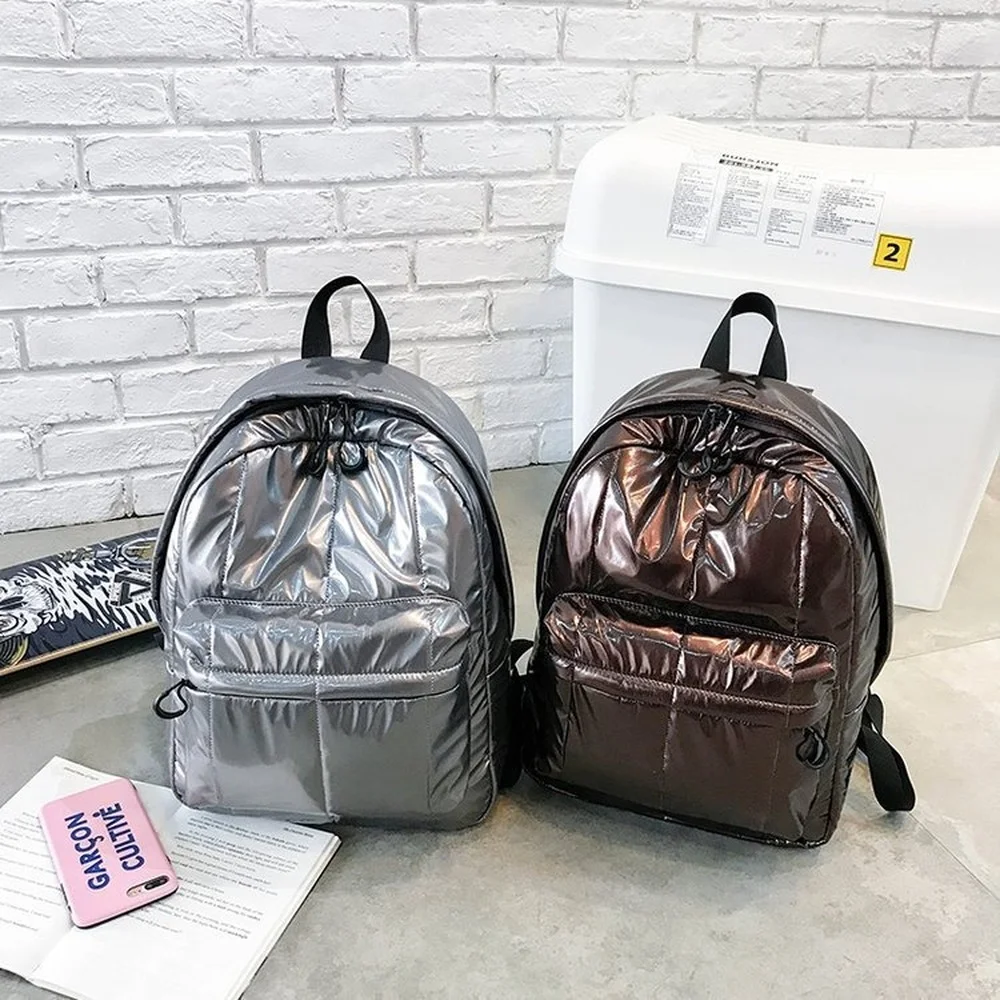 Fashion Space Padded Women Backpacks Winter Down Cotton School Bags for Teenager Designer Travel Bag Female Big Purses 2021 New