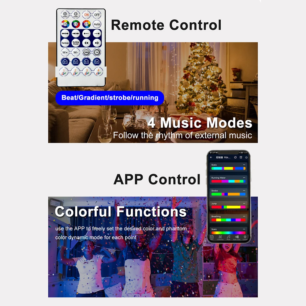 DC5-24V 28Key Bluetooth Music Led Controller Mic Remote For Individually Addressable 3Pin Strip Light Mobile App 5050 RGB Pixels