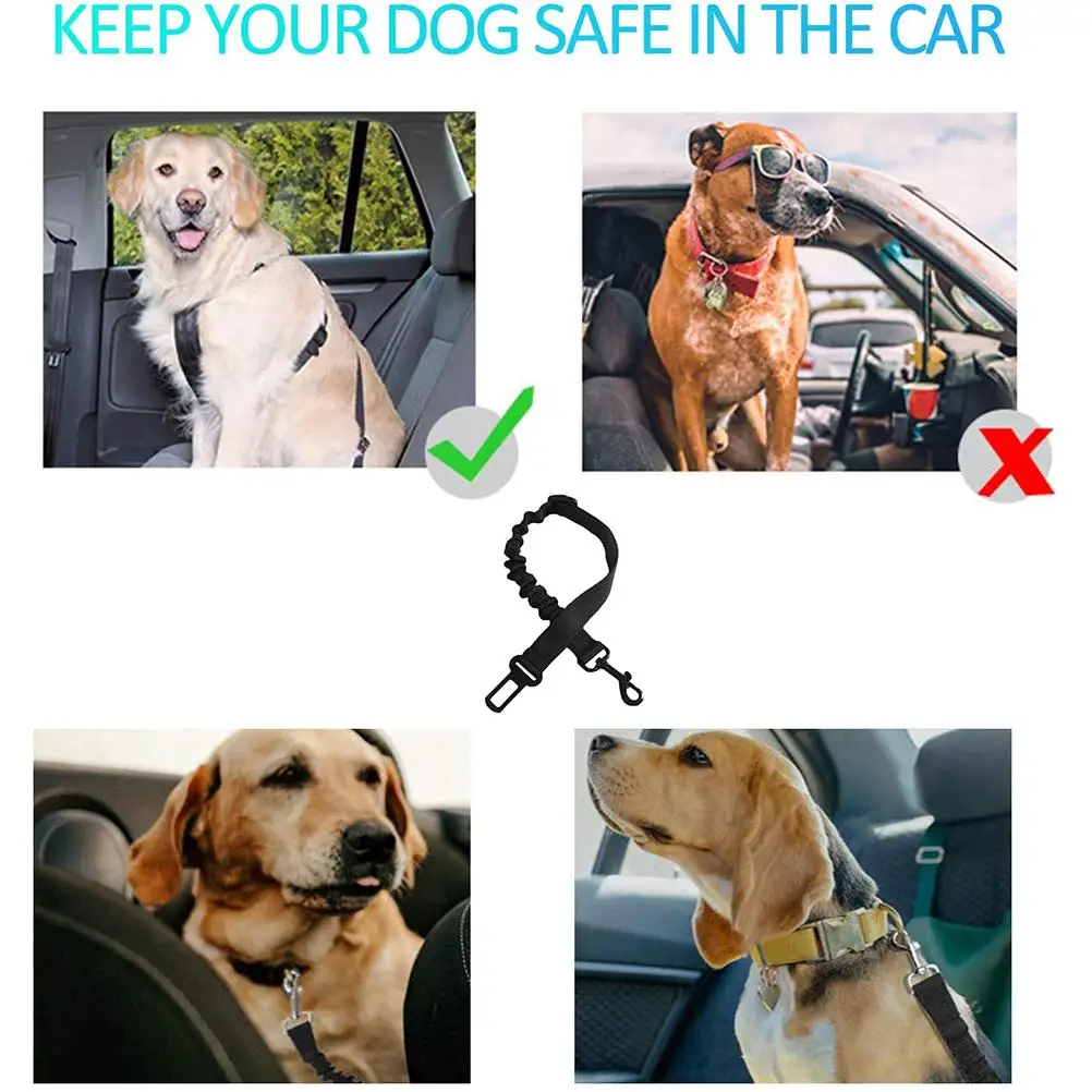 

Dogs Seat Belt For Car Adjustable Pet Safety Harness Elastic Telescopic Pet Traveling Leash