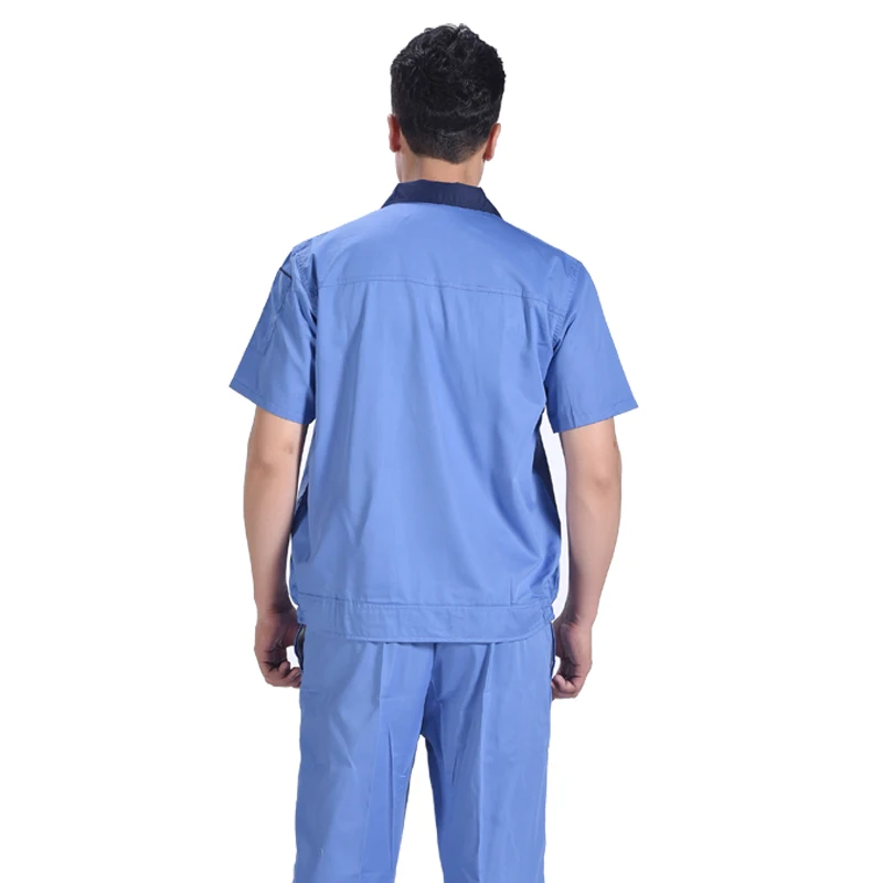 Worker Men Factory Workshop Summer Uniforms Working Clothes Set Thin Short-sleeved Coverall Free Ship Auto Repair Wear-resistant