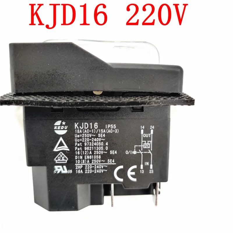 2pcs Electric Power Tool KJD16 220V 120V 4 Pin Electromagnetic Push Button Switch On Off Switches with Overload Protection