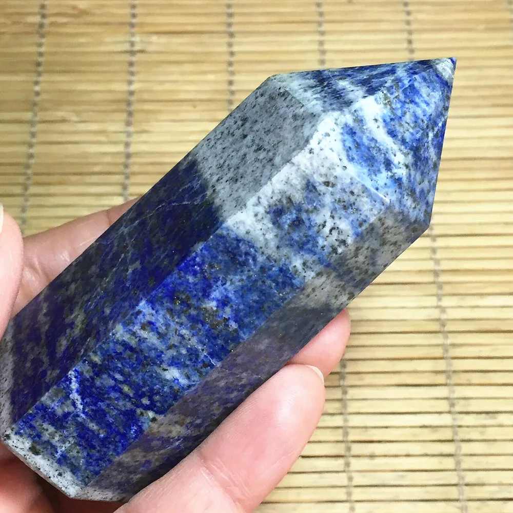 Natural Rock Lapis Lazuli Quartz Crystal GemStone Point Healing Wand Obelisk 200-700g