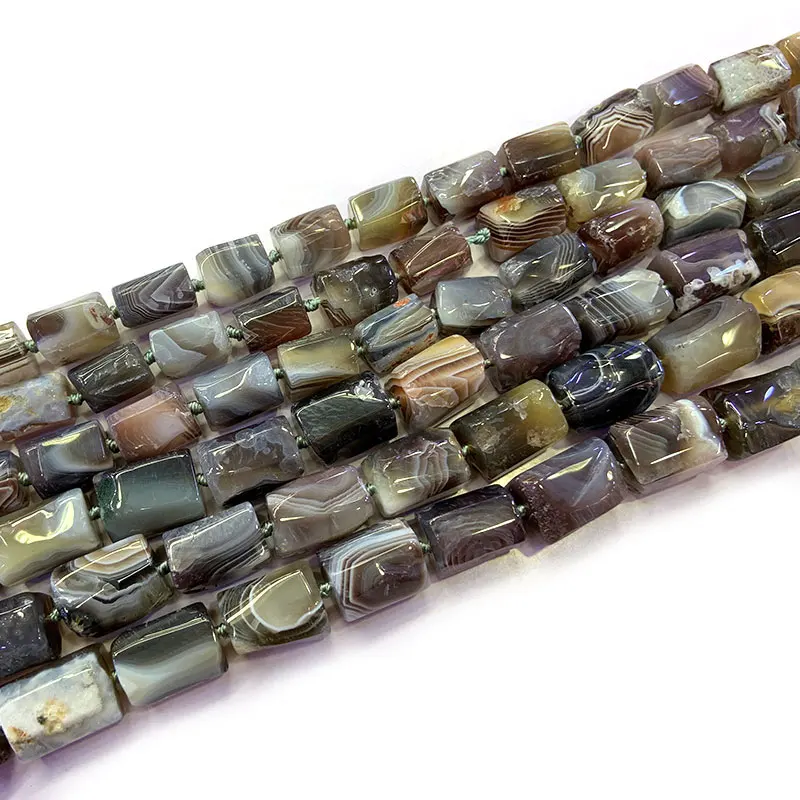 

9x13/11x15 Natural Faceted Brown Botswana Agate Beads Column Barrel Spacer DIY Loose Beads For Jewelry Making 15‘’ Accessories