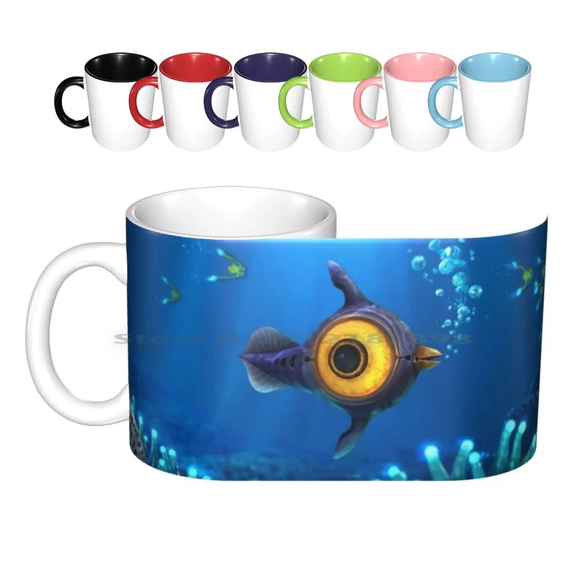 Peeper Ceramic Mugs Coffee Cups Milk Tea Mug Underwater Diver Unknown Worlds Games Gamer Sci Fi Fish Submarine Creative