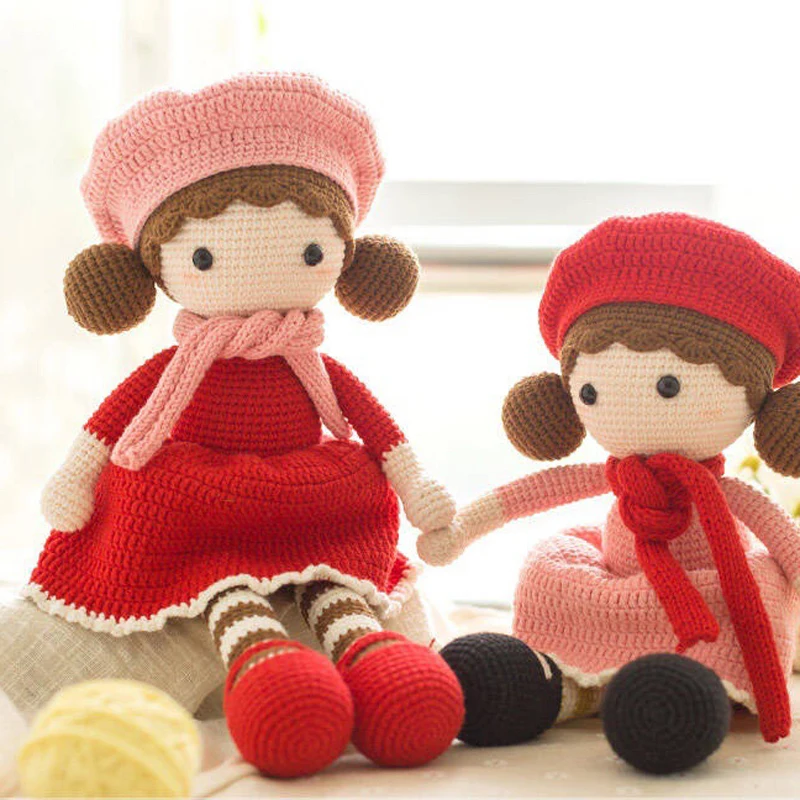 Knitting Dolls Kid Girls Birthday Gift Crochet Yarn Soft Cotton Toys  Photography Prop Handmade Knitted Toy (finished product)