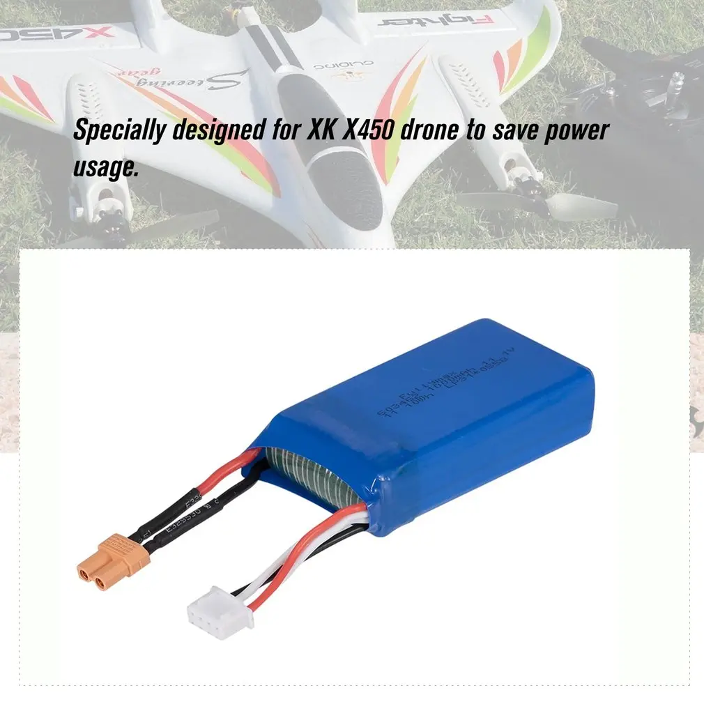 11.1V 1000mAh Rechargeable Lipo Battery for XK X450 FPV RC Drone Spare Parts Replace Accessories